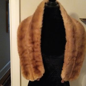 Mink fur wrap, cape, blonde color vintage